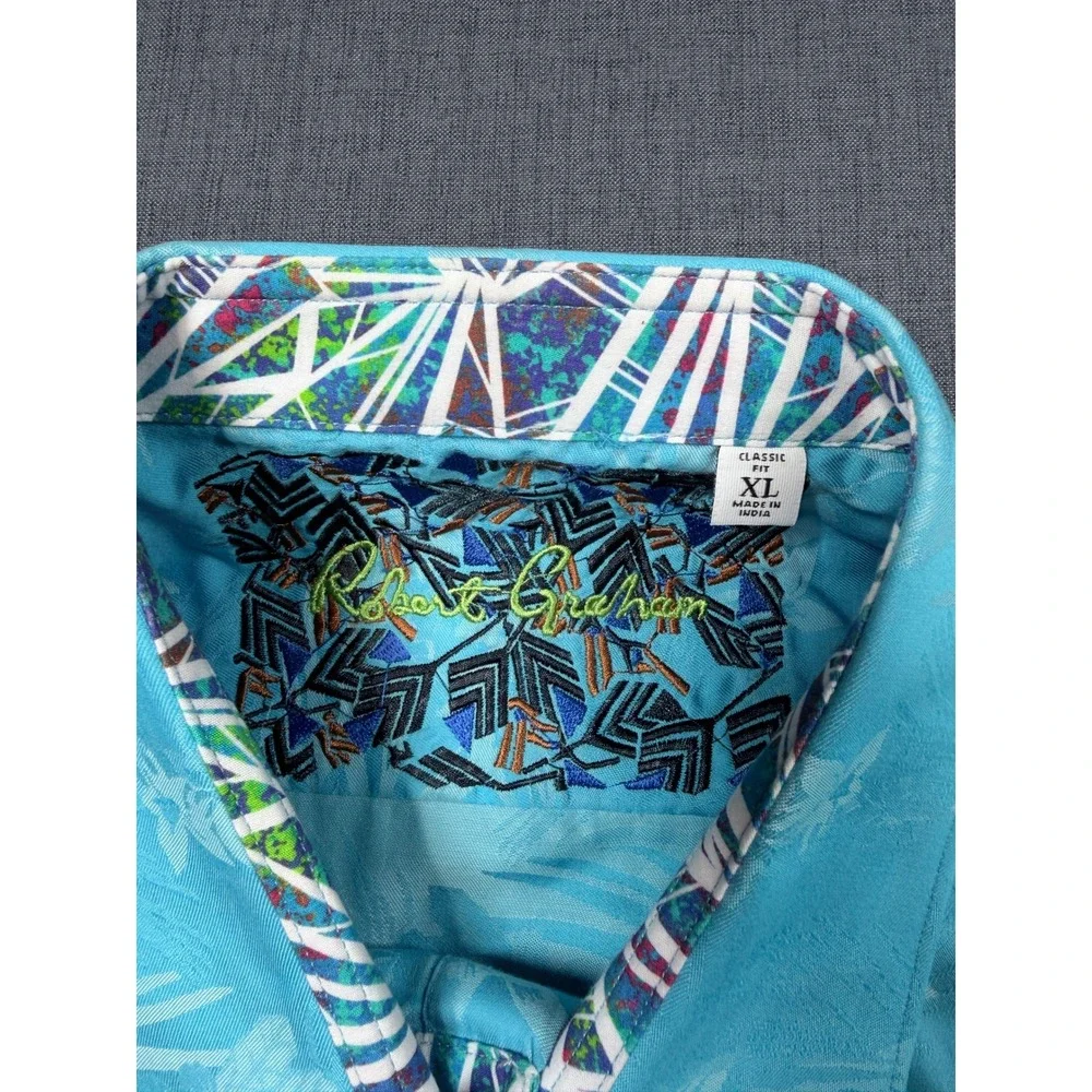 Robert Graham Mens XL Classic Fit Blue Floral Long Sleeve Button Down Shirt